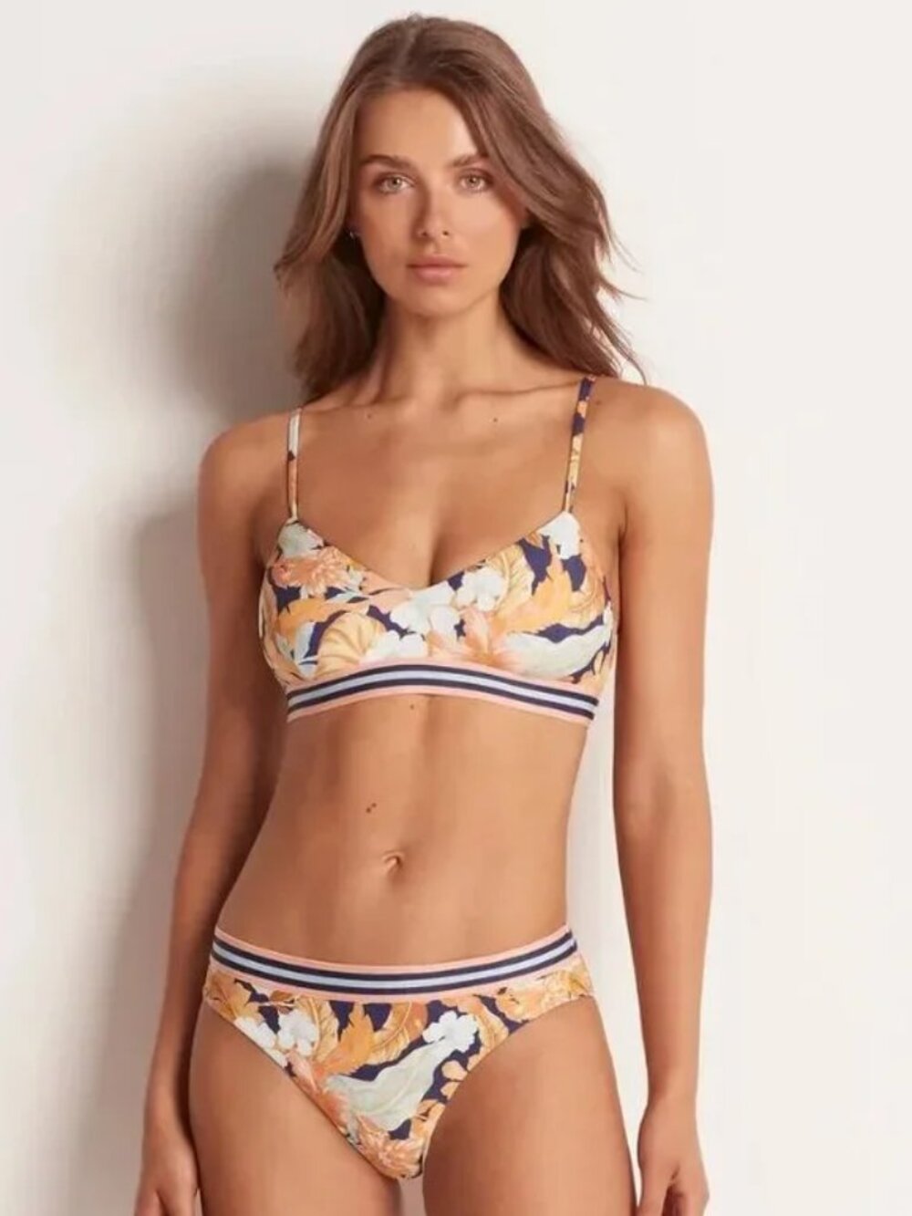 MONTE & LOU Paraiso Elastic Trim Crop Top Bikini size 8 NWT